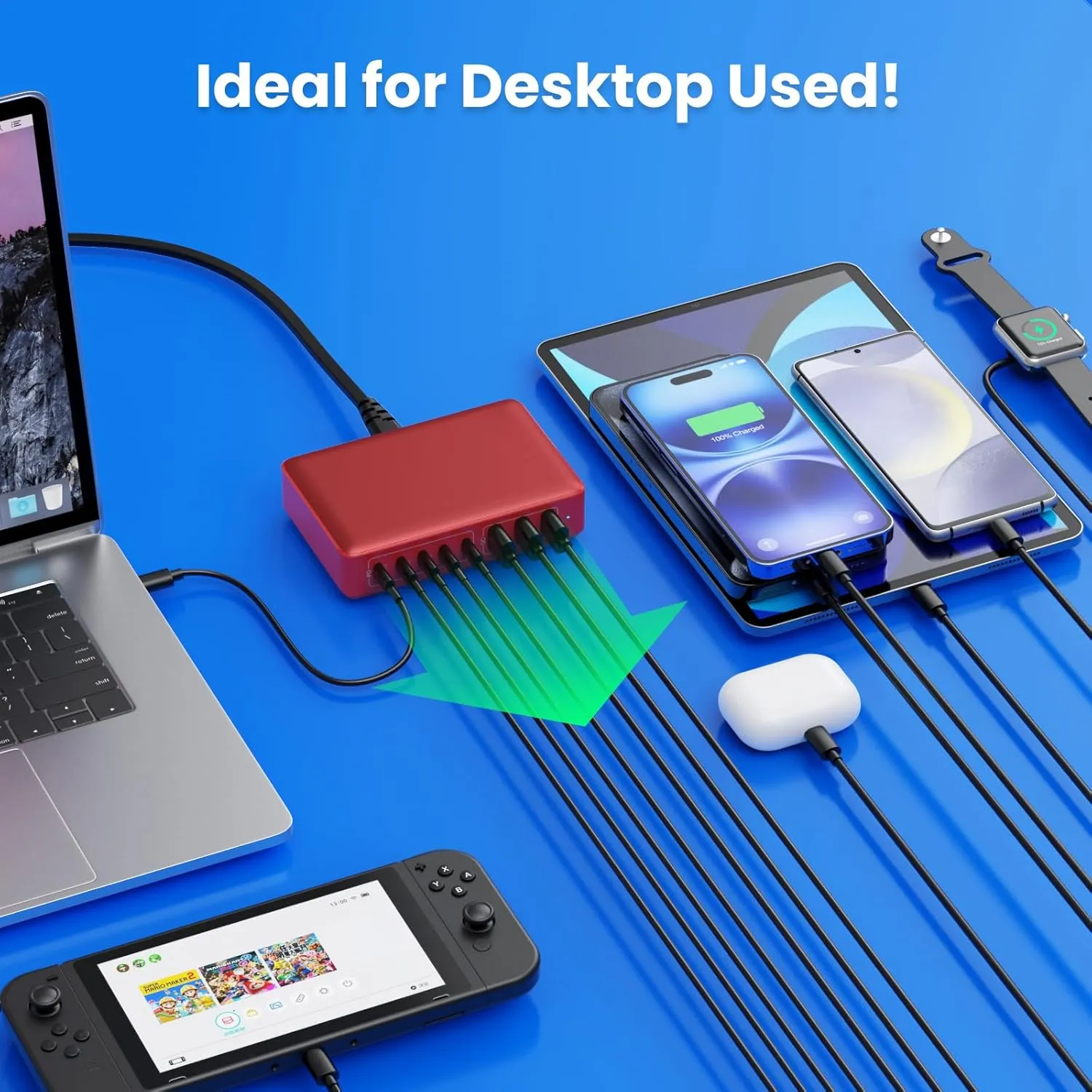 USB C Charger 300W USB C Charger Block 8-Ports GaN IV Fast Charging Station,PD 100W Laptop Charger Hub Wall Charger Adapter Compatible with MacBook/Air,DELL,Steam Desk,iPhone 16/15/14,Galaxy