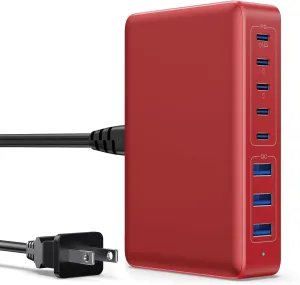 USB C Charger 300W USB C Charger Block 8-Ports GaN IV Fast Charging Station,PD 100W Laptop Charger Hub Wall Charger Adapter Compatible with MacBook/Air,DELL,Steam Desk,iPhone 16/15/14,Galaxy