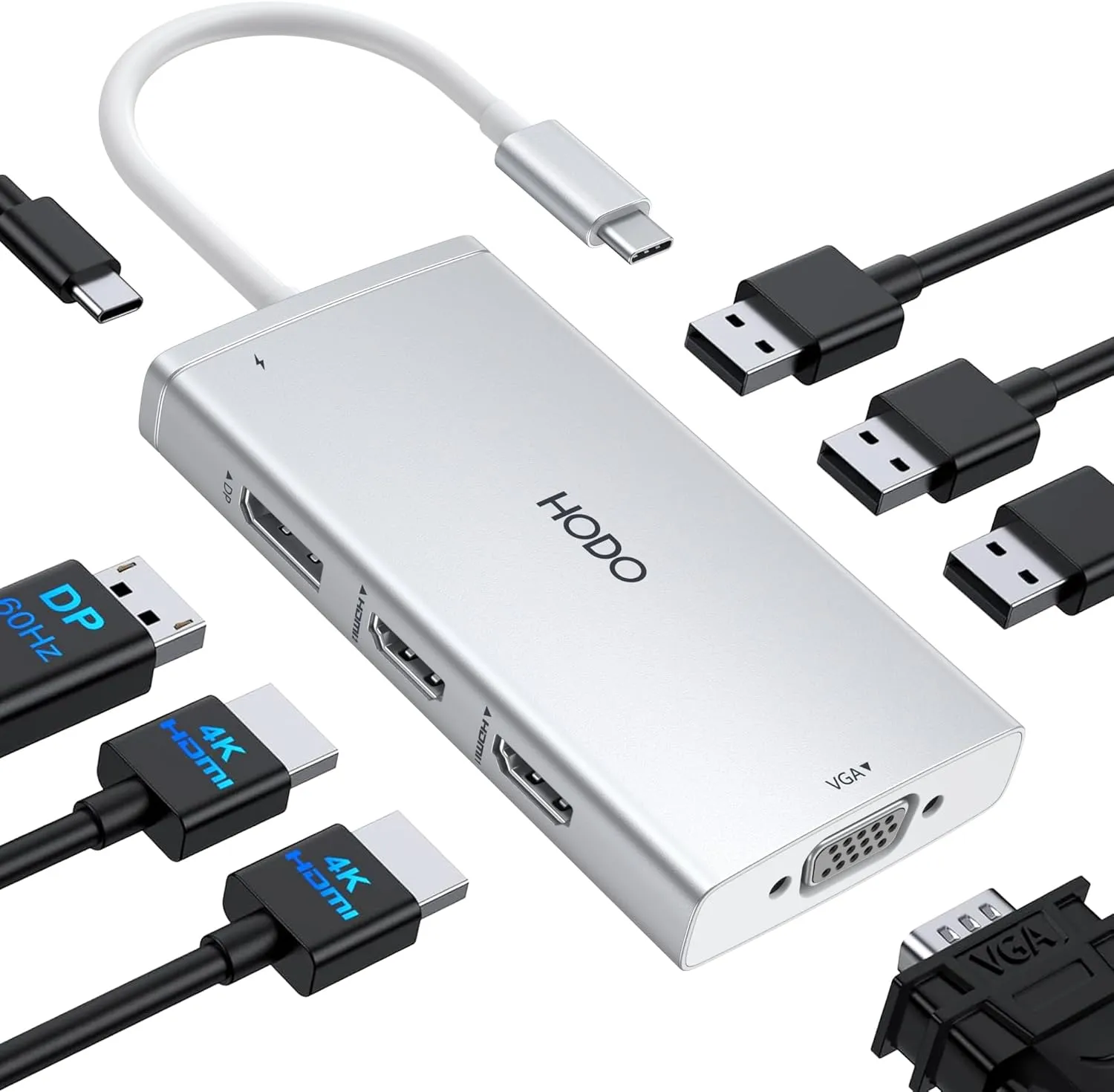 USB C Docking Station Dual Monitor Adapter for Dell HP, Laptop Docking Station 3 Monitors Quadruple Display USB C Hub Dongle to 4K HDMI DisplayPort VGA,100W PD, 3USB2.0, 8 in 1 Thunderbolt Dock