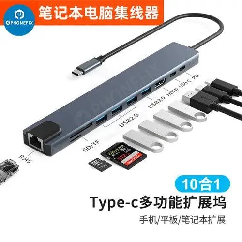 USB C Hub 12-in-1 Type-C Docking Station PD Fast Charge