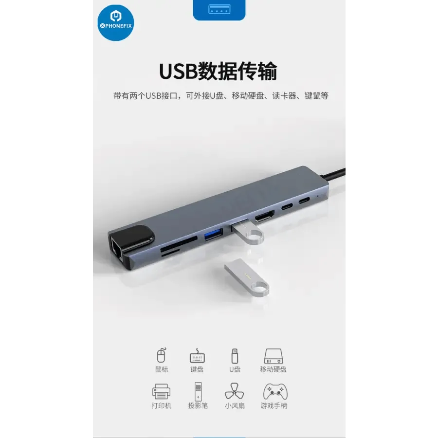 USB C Hub 12-in-1 Type-C Docking Station PD Fast Charge