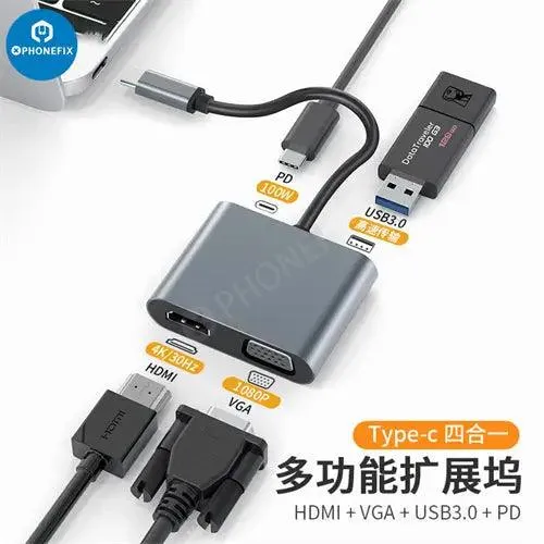USB C Hub 12-in-1 Type-C Docking Station PD Fast Charge