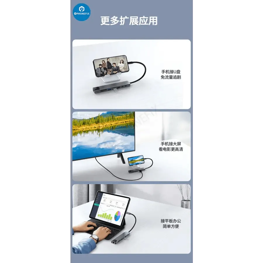 USB C Hub 12-in-1 Type-C Docking Station PD Fast Charge