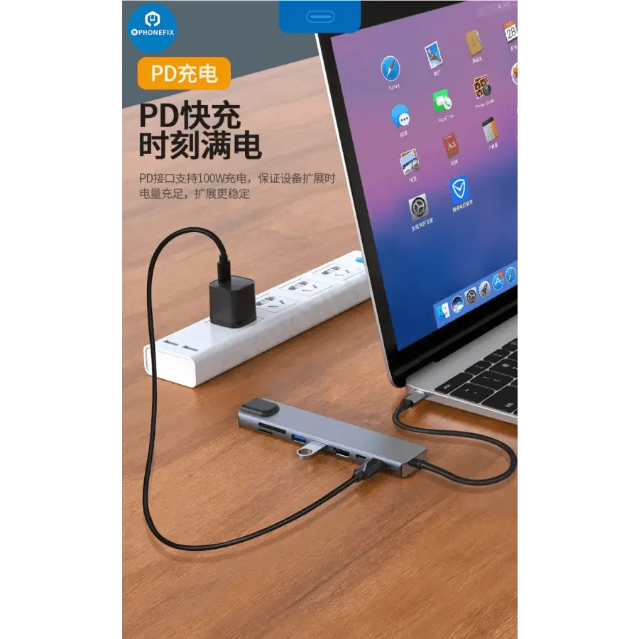 USB C Hub 12-in-1 Type-C Docking Station PD Fast Charge