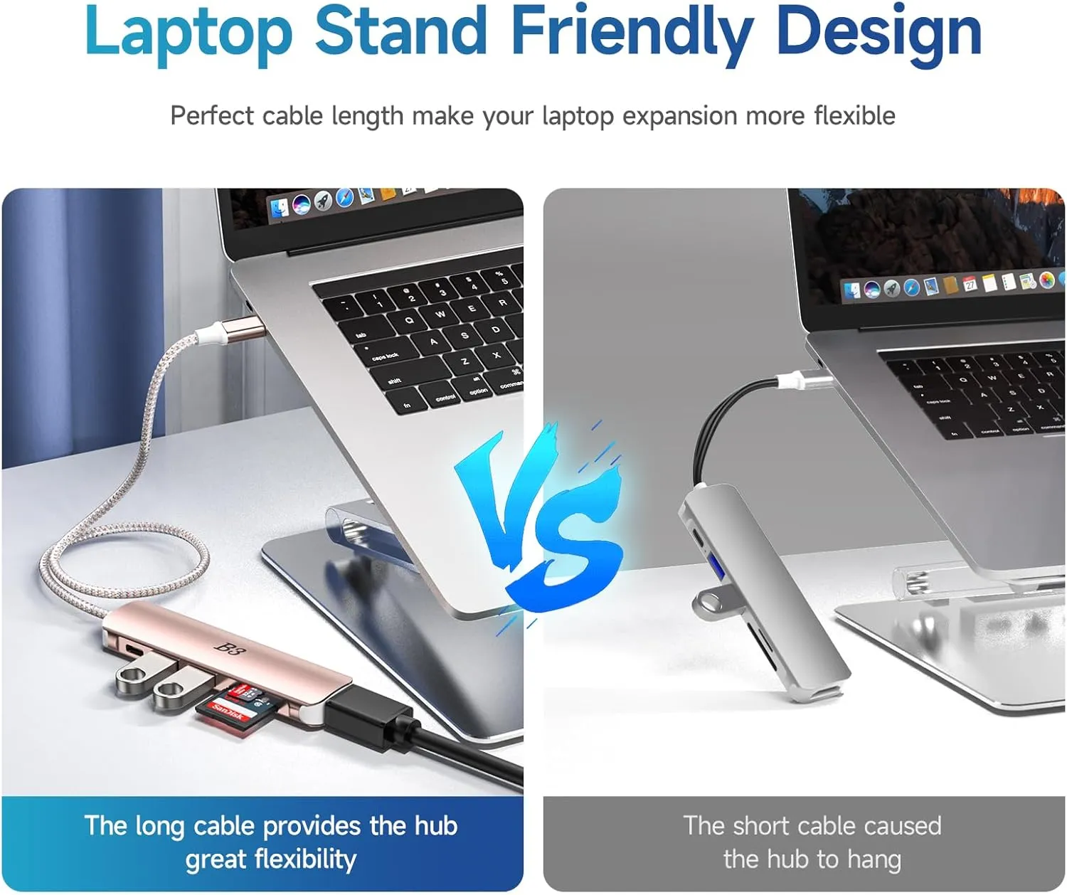USB C Hub HDMI Adapter for MacBook Air Pro, 6 in 1 4K Dongle Multiport Converter with 50cm Cable, USB 3.0 5Gbps Data Transfer, 100W PD, SD/TF Card Slotfor Mac M1 M2 PC Laptop