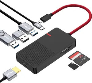 USB C Hub Multiport Adapter, 7 in 1 USB C Laptop Docking Station with 4K HDMI, 3 Ports USB 3.0, TF/SD, 100W PD Charger- Plug and Play for MacBook Pro Air HP XPS Steam Deck Dell