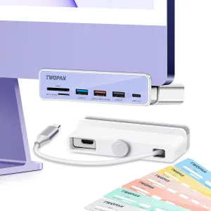 USB C Hub Multiport Adapter for iMac M4/M3/M1, 7-in-1 iMac 2024/2023 Docking Station - 4K HDMI, USB 3.2 Ports, SD/Micro SD Card Reader, 7 Color Panels