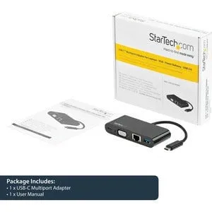 USB C Multiport Adapter - VGA / USB 3.0 / GbE - Power Delivery Charging (60W) - Mac / Windows / Chrome OS - USB C Adapter