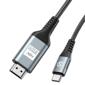 USB C to HDMI Cable 6.6ft, [4K, High-Speed], USB Type C to HDMI Cord [Thunderbolt 3/4 Compatible] for iPhone 16 15 Pro Max Plus, MacBook iPad Pro/Air,Samsung S25 S24 S23 S22 S21 S20 S10 Surface Switch