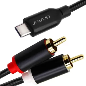 USB C to RCA Audio Cable, USB Type C to 2 RCA Y-Splitter Stereo Cable for Laptop, Tablet, Smartphone, DVD Player, Amplifier, Speaker - 1m/3.3ft