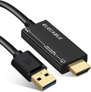 USB to HDMI Adapter Cable 15 FT for Mac OS Windows 11/10/8/7, USB 3.0 to HDMI Male HD 1080P Monitor Display Audio Video Converter Cord. (15FT)