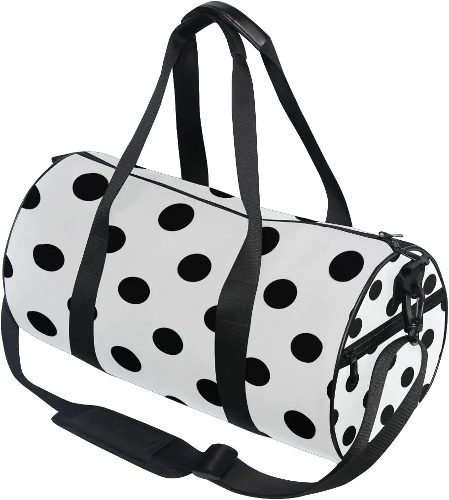 Use4 Polka Dots White Black Travel Duffel Bag Sport Gym Luggage Bag for Men Women