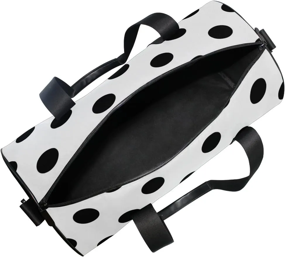 Use4 Polka Dots White Black Travel Duffel Bag Sport Gym Luggage Bag for Men Women