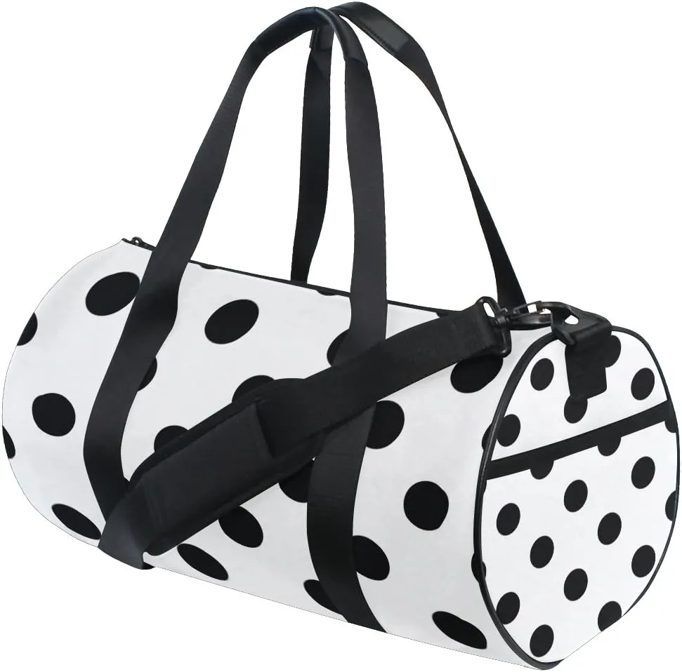 Use4 Polka Dots White Black Travel Duffel Bag Sport Gym Luggage Bag for Men Women