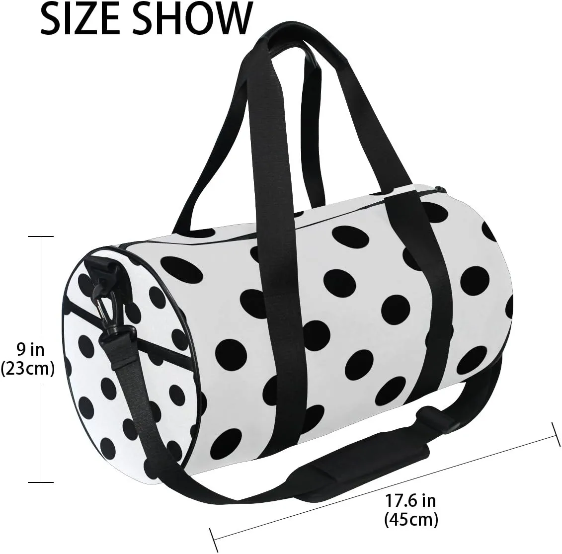 Use4 Polka Dots White Black Travel Duffel Bag Sport Gym Luggage Bag for Men Women