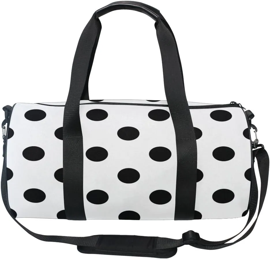 Use4 Polka Dots White Black Travel Duffel Bag Sport Gym Luggage Bag for Men Women