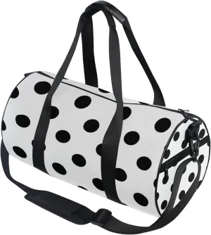 Use4 Polka Dots White Black Travel Duffel Bag Sport Gym Luggage Bag for Men Women