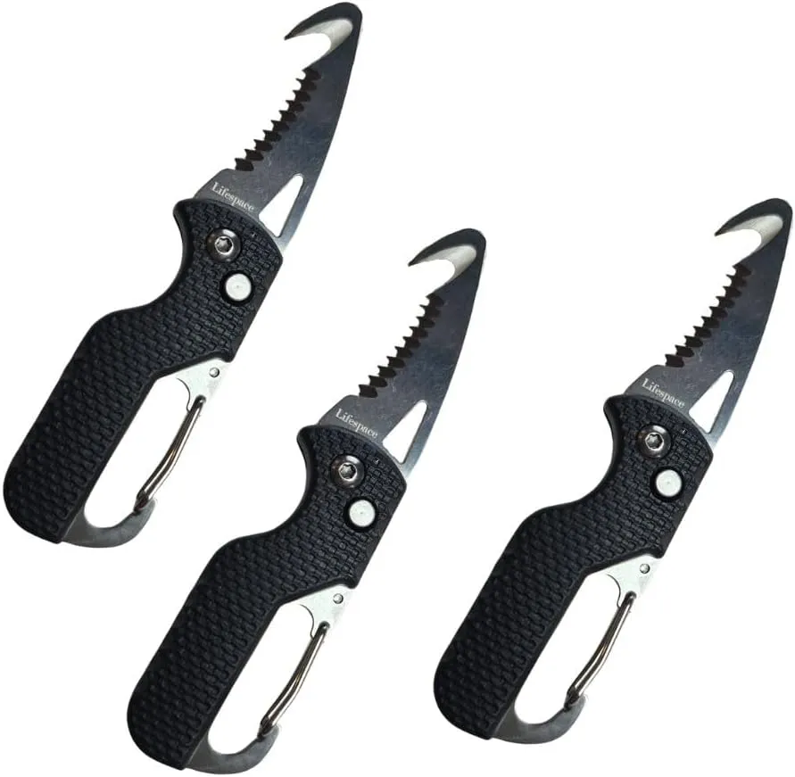 Utility Knife/Seatbelt Cutter/Box Opener with Carabiner - 3 pack