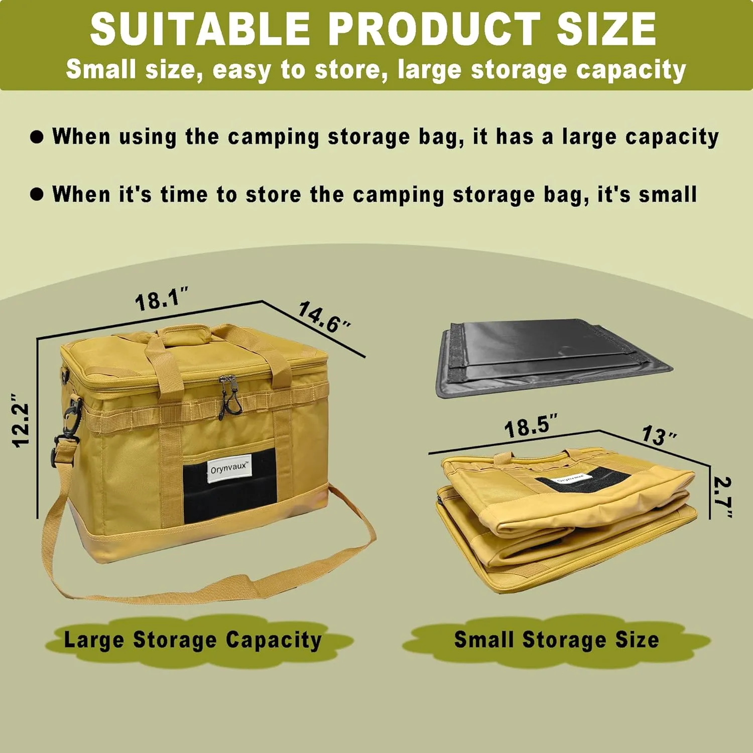 Utility Tactical Camping Storage Bag - Equipped with 2 Adjustable Dividers, Shoulder Straps and DIY Nylon Buckle Area, 600D Oxford Cloth, Foldable and Durable,Bottom Waterproof and Non-Slip