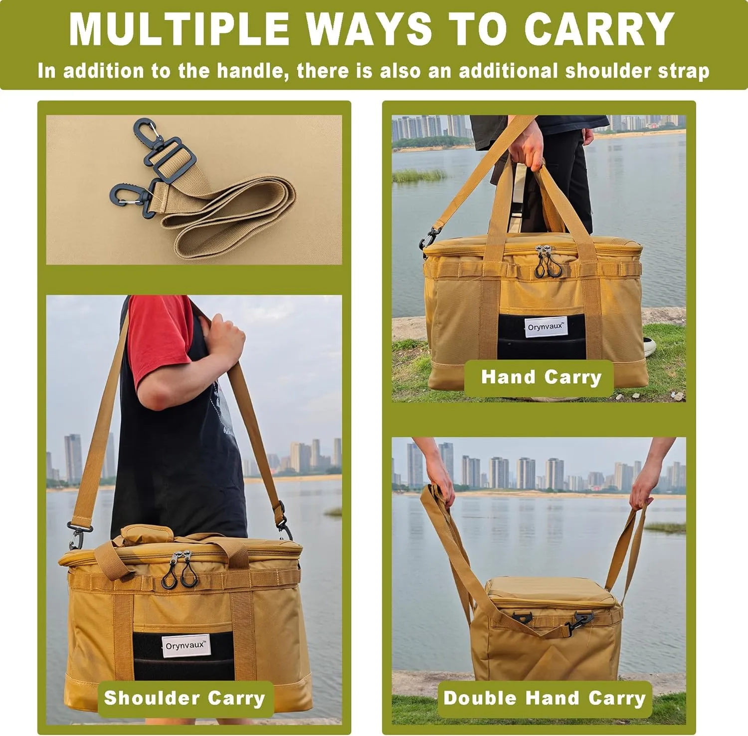 Utility Tactical Camping Storage Bag - Equipped with 2 Adjustable Dividers, Shoulder Straps and DIY Nylon Buckle Area, 600D Oxford Cloth, Foldable and Durable,Bottom Waterproof and Non-Slip
