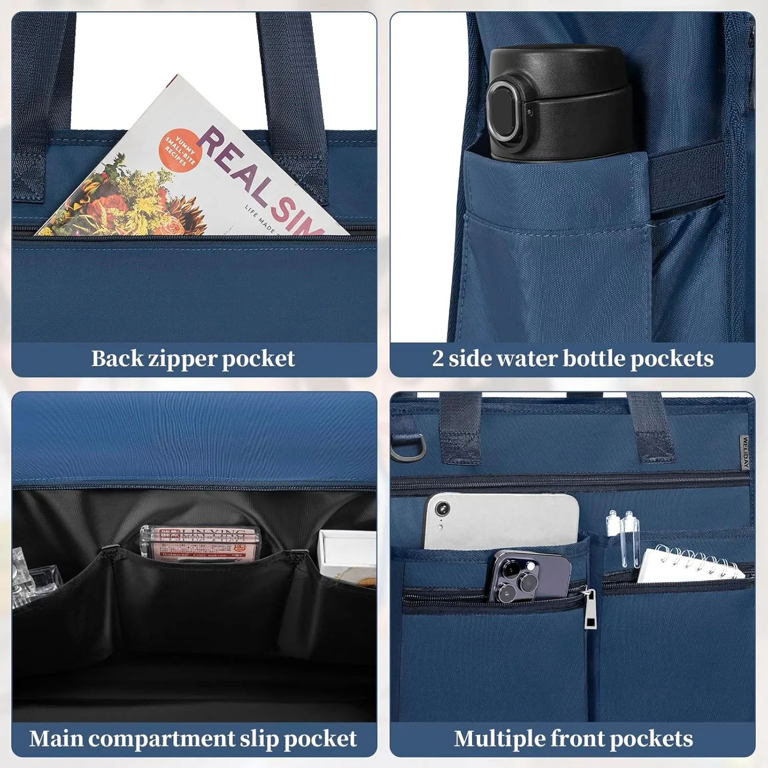 Utility Tote Bag For Women, Teacher Shoulder Bag with Multiple Pockets, Laptop Handbag with Zipper for Gym, Work