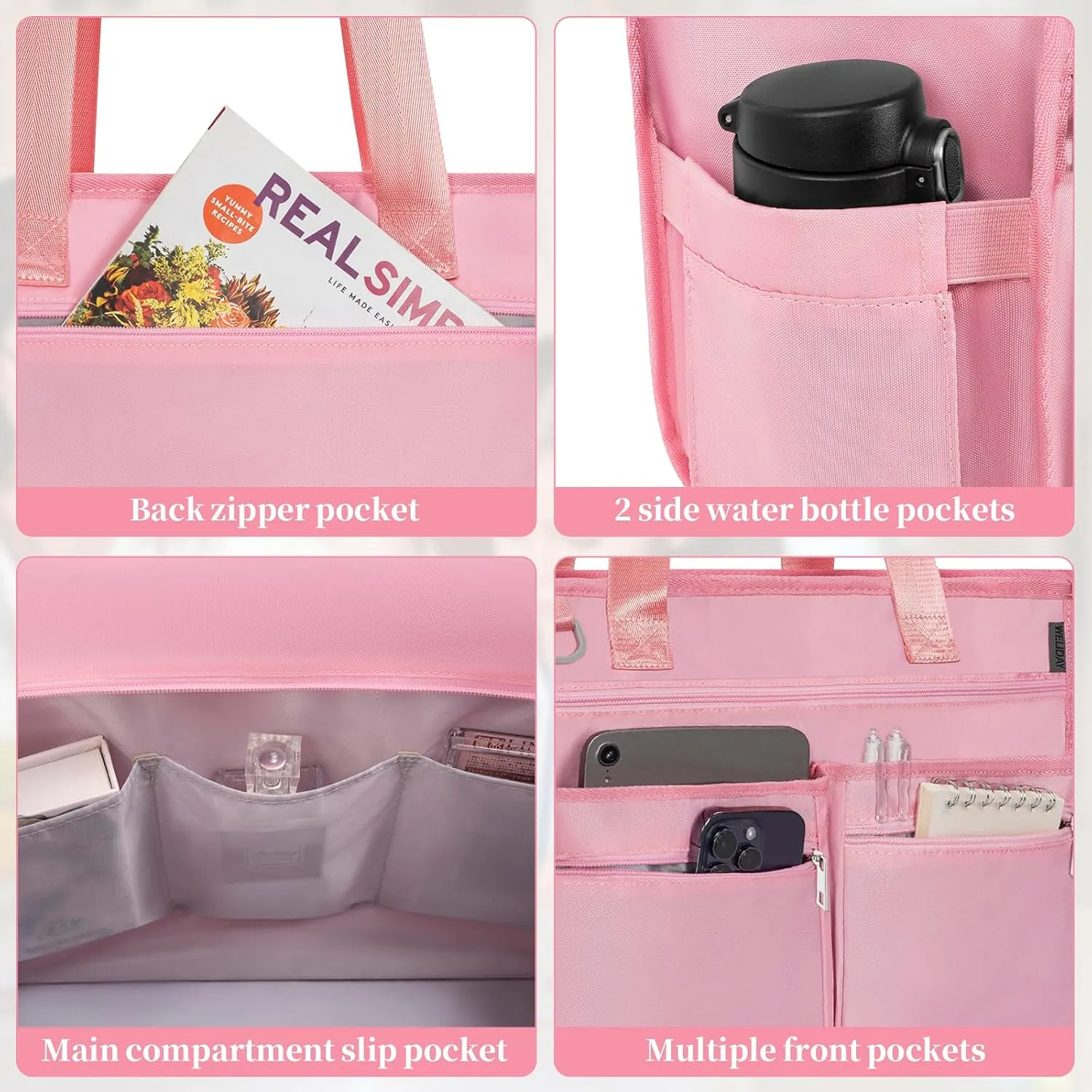 Utility Tote Bag For Women, Teacher Shoulder Bag with Multiple Pockets, Laptop Handbag with Zipper for Gym, Work