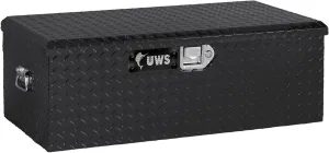 UWS FOOT-LOCKER-BLK Black Foot Locker Chest with End Pull Handles and Beveled Insulated Lid