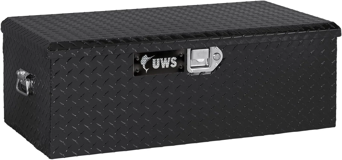 UWS FOOT-LOCKER-BLK Black Foot Locker Chest with End Pull Handles and Beveled Insulated Lid