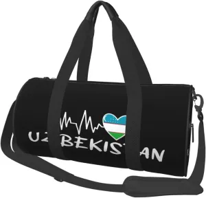 Uzbekistan Heartbeat Duffel Bag Gym Bag Travel Sports Tote Large Foldable Beach Swim Yoga1