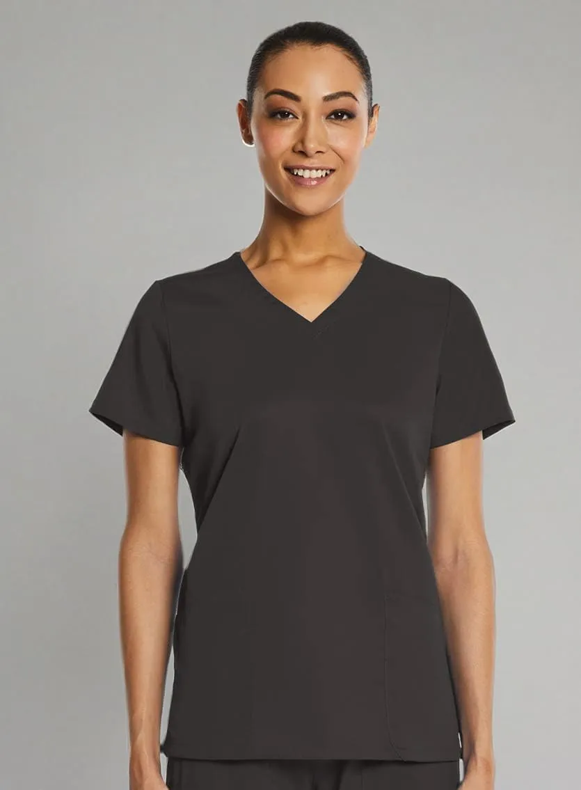 V-Neck Scrub Top for Women 2 Pocket 4-Way Stretch for Medical Dental Spa EL9105