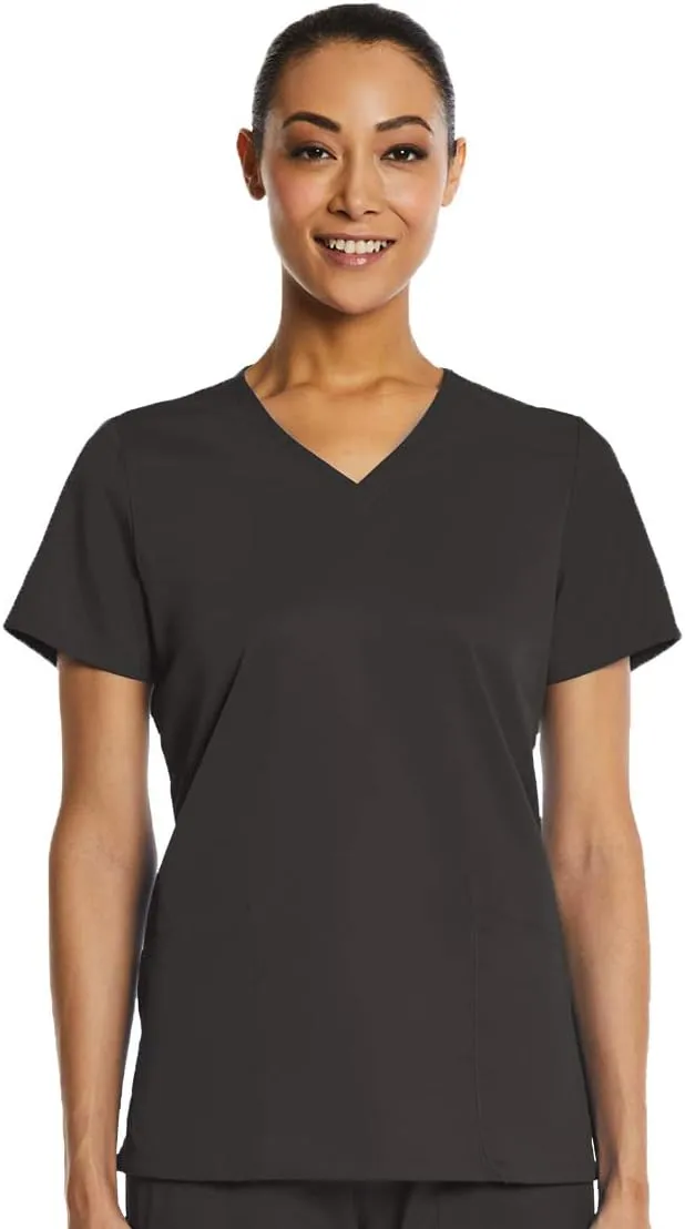 V-Neck Scrub Top for Women 2 Pocket 4-Way Stretch for Medical Dental Spa EL9105