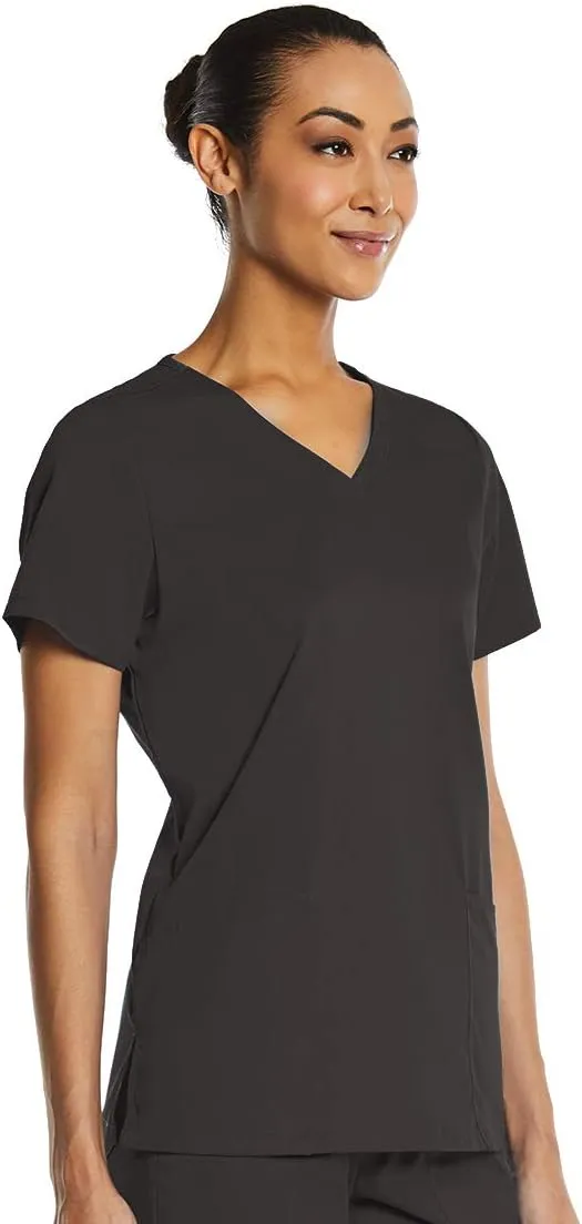 V-Neck Scrub Top for Women 2 Pocket 4-Way Stretch for Medical Dental Spa EL9105