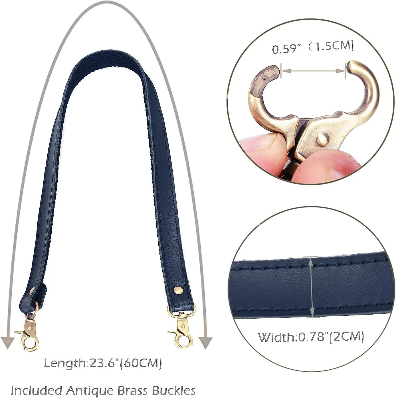 VanEnjoy Pair Genuine Leather Purses Strap Sewing Canvas Backing Bag Handles Replacement