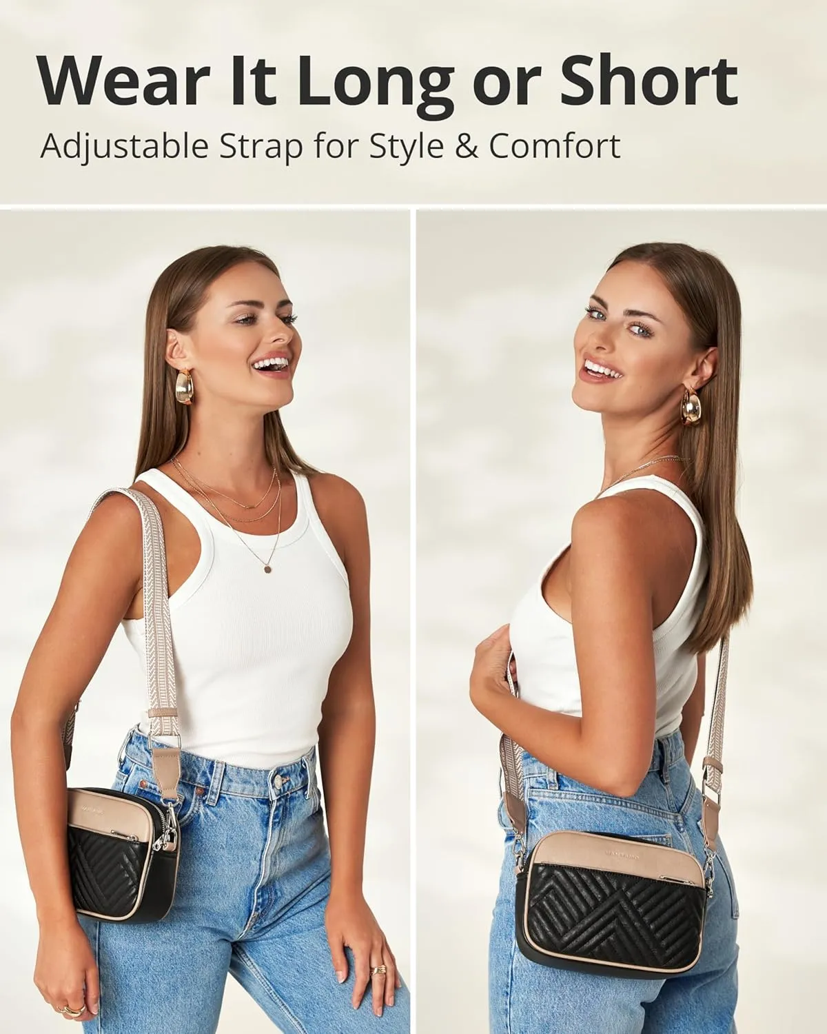Vantamo Crossbody Bags For Women with Adjustable Strap, Premium PU Leather Purses for Women, Anti-Pickpocket Clip & Gift Box