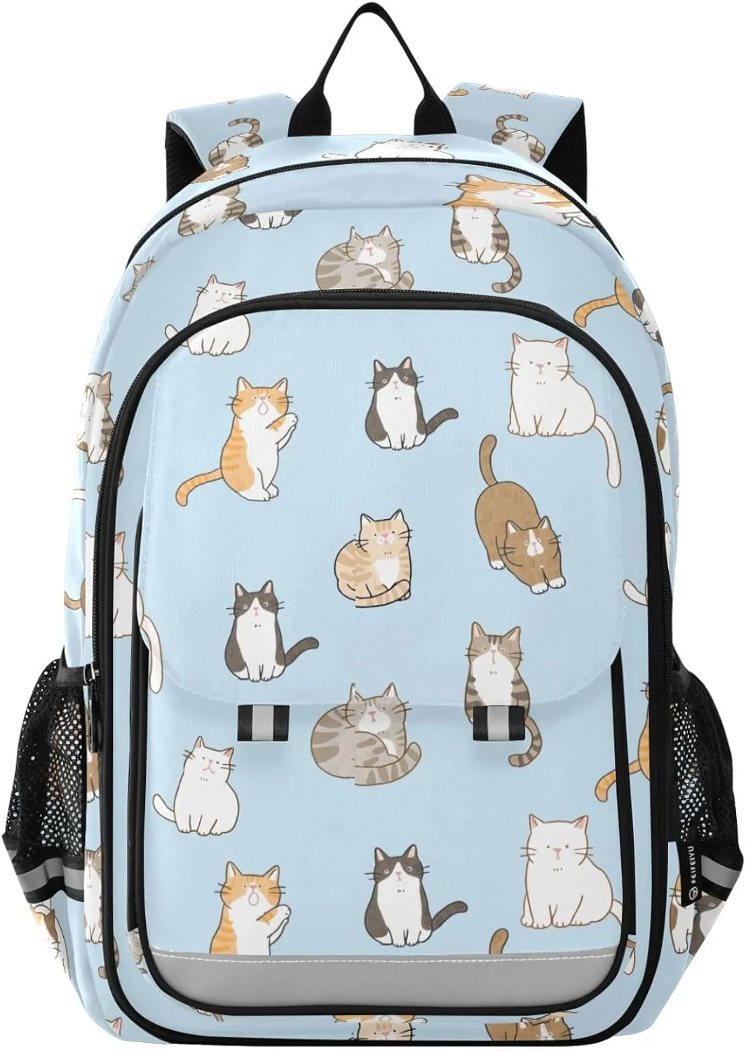 Various Cute Cats Backpack for Boys Girls Elementary School Bag Kids Bookbag Travel Rucksack With Reflective Stripes