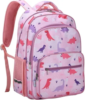 VASCHY Kids Backpack for Elementary School, Girlss Large Bookbags School Bags for Primary School/Travel Pink Dinos