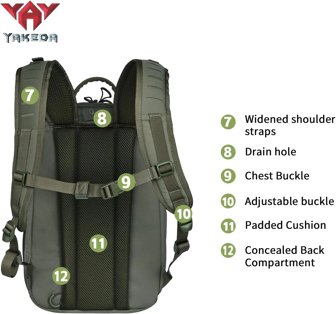vAv YAKEDA Tactical Military Backpack for Men 45L Large 3 Day Bug out Bag for Hiking,hunting,running (Green)