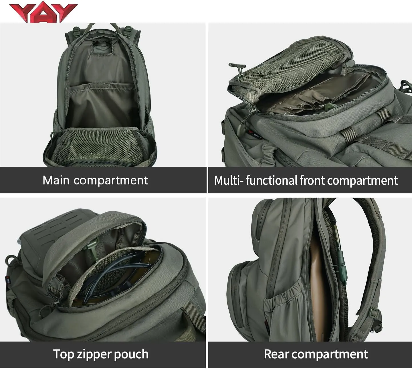 vAv YAKEDA Tactical Military Backpack for Men 45L Large 3 Day Bug out Bag for Hiking,hunting,running (Green)