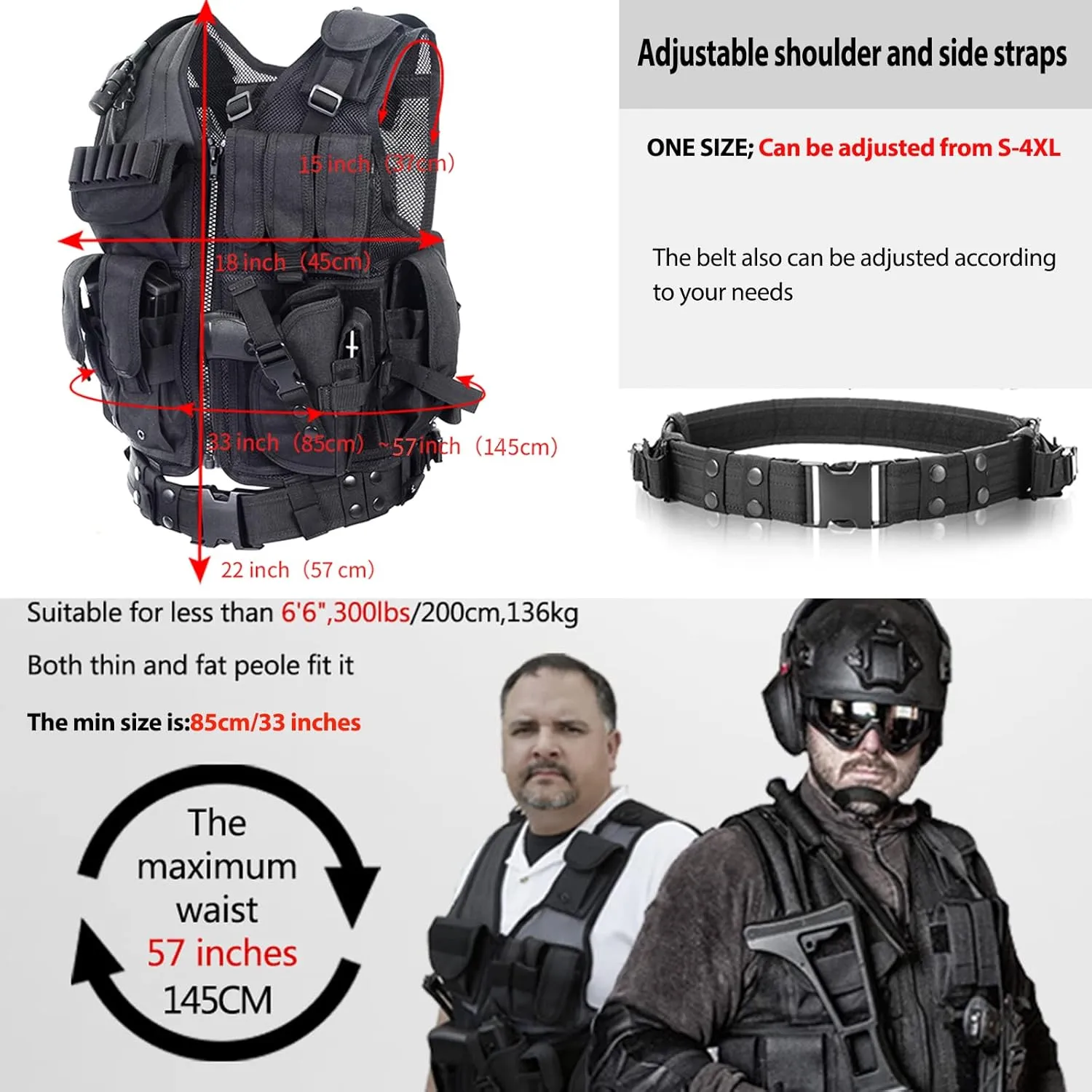 vAv YAKEDA Tactical Vest Outdoor Ultra-Light Breathable Training Airsoft Vest Adjustable for Adults