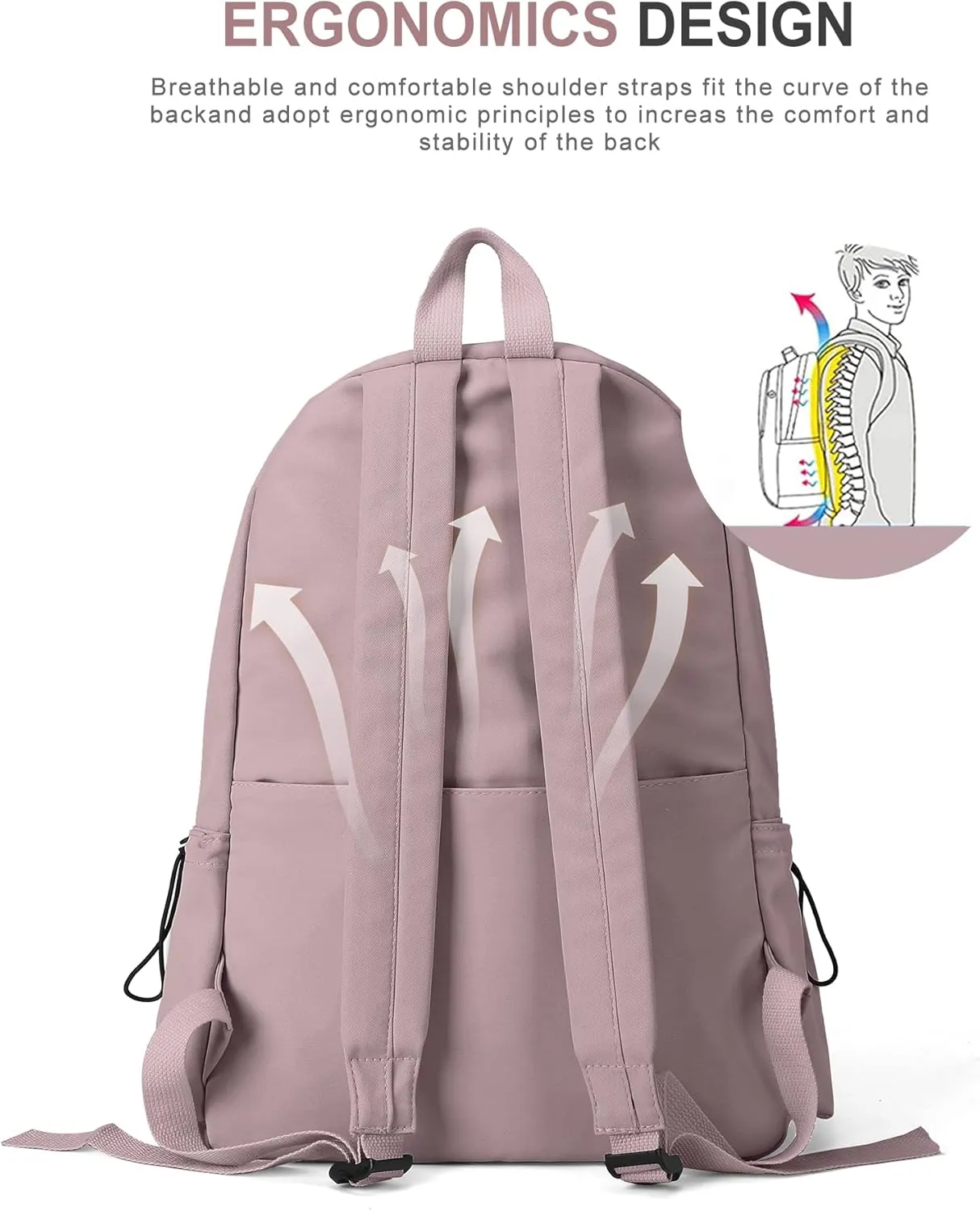 VECAVE School Backpack Purple Waterproof Bookbag Casual Lightweight Travel Rucksack Daypack Backpacks for Men Women College High School Bags backpack for Boys Girls Teens