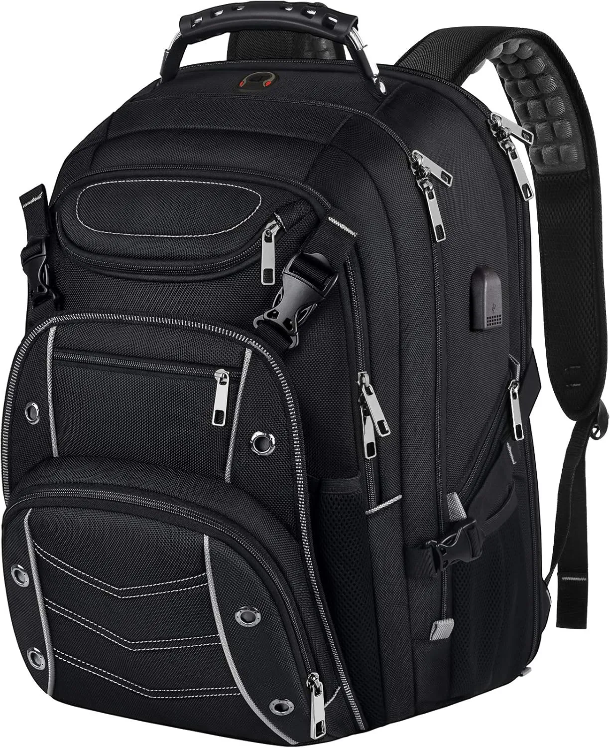 VECKUSON 18.4 Laptop Backpack for unisex, 60L Extra Large Gaming Laptops Back Bag with USB Charger Port,TSA Friendly Flight Approved and RFID Anti-Theft Pocket Heavy-duty Pack,21.3*15.7*11.8inch Grey