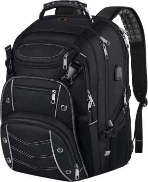 VECKUSON 18.4 Laptop Backpack for unisex, 60L Extra Large Gaming Laptops Back Bag with USB Charger Port,TSA Friendly Flight Approved and RFID Anti-Theft Pocket Heavy-duty Pack,21.3*15.7*11.8inch Grey