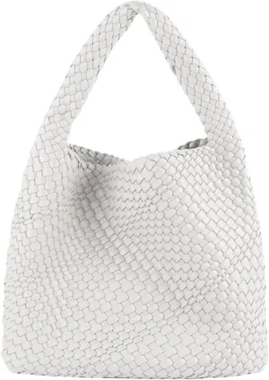 Vegan Leather Hand Woven Tote Handbag Shoulder Bag and Woven Purses Large Shopper Bag for Women