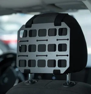 Vehicle Rigid MOLLE Panel Car Seat Headrest Organizer EDC Pouch Tool Holster Bag Holder Auto Interior Accessories Tactical Gear Rack Truck Equipment Mount Plate Modular Storage Shelf