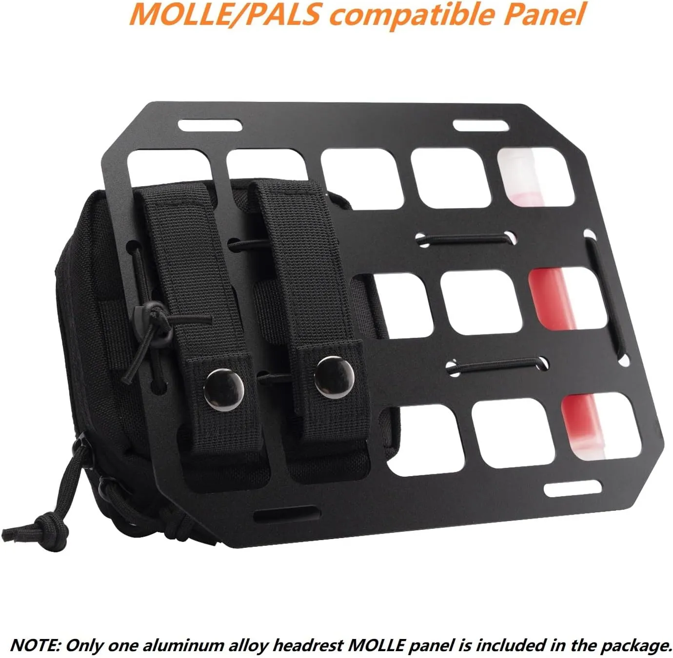 Vehicle Rigid MOLLE Panel Car Seat Headrest Organizer EDC Pouch Tool Holster Bag Holder Auto Interior Accessories Tactical Gear Rack Truck Equipment Mount Plate Modular Storage Shelf