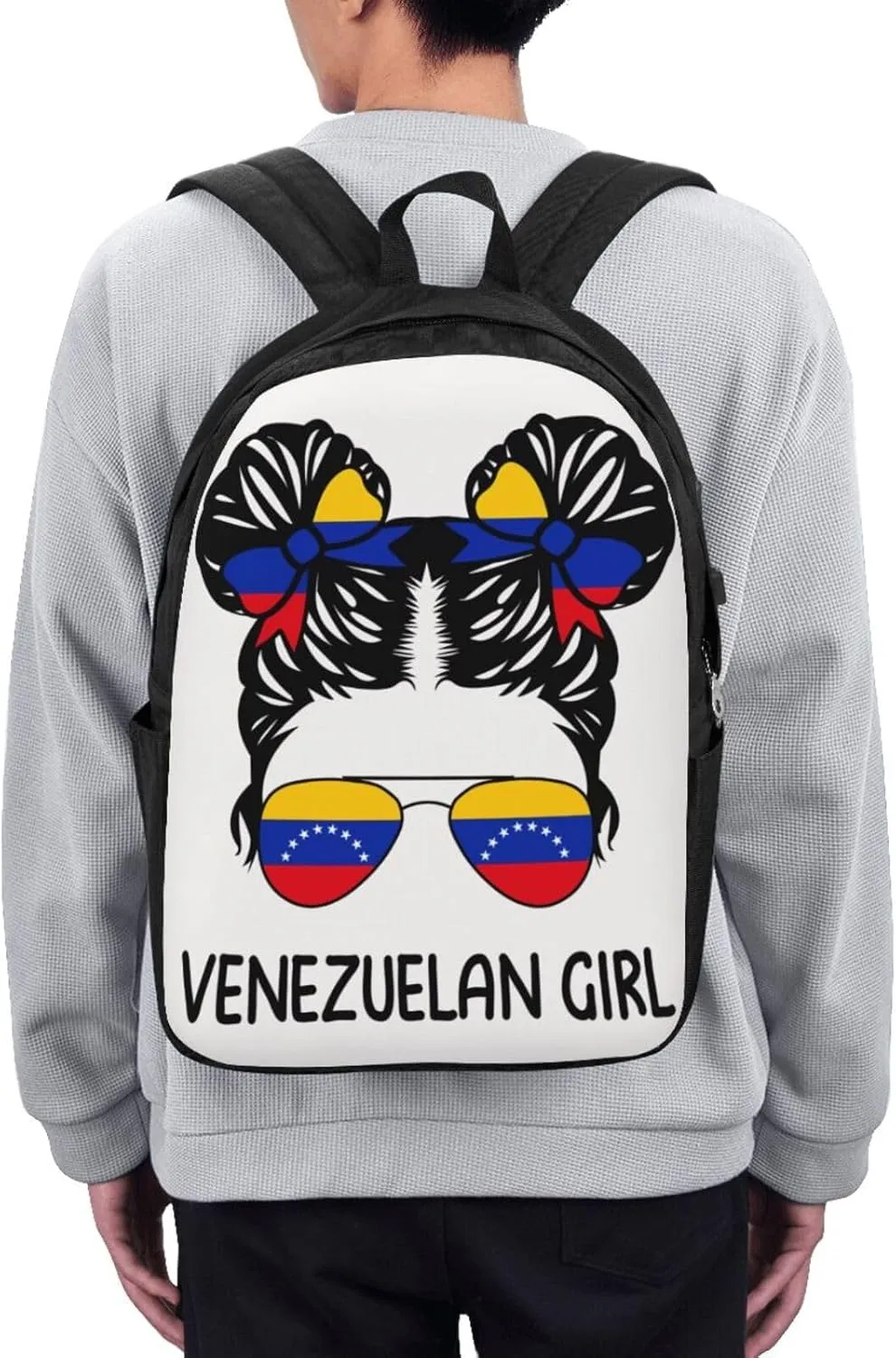 Venezuelan Venezuela Flag Messy Hair Sunglasses Laptop Backpacks Travel Backpack Casual Business Daypack Sport Rucksack Computer Bag Fits up to 17 Inch Notebook with USB Port