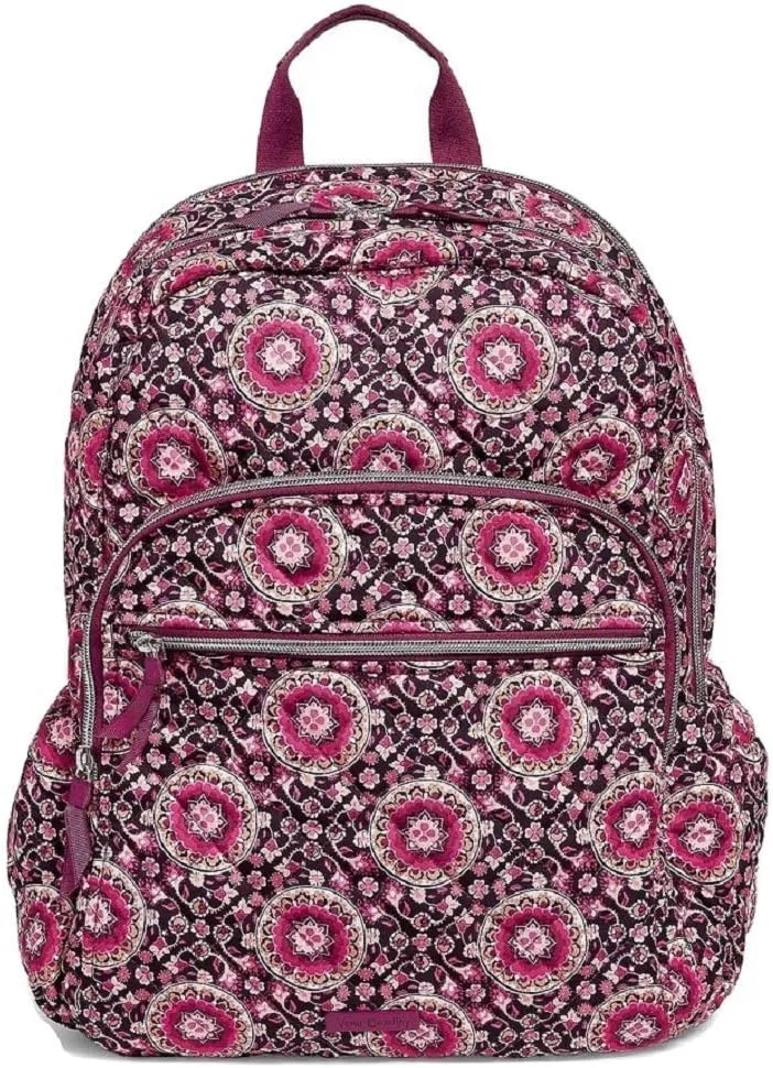 Vera Bradley Iconic Campus Backpack in Raspberry Medallion Performance Twill