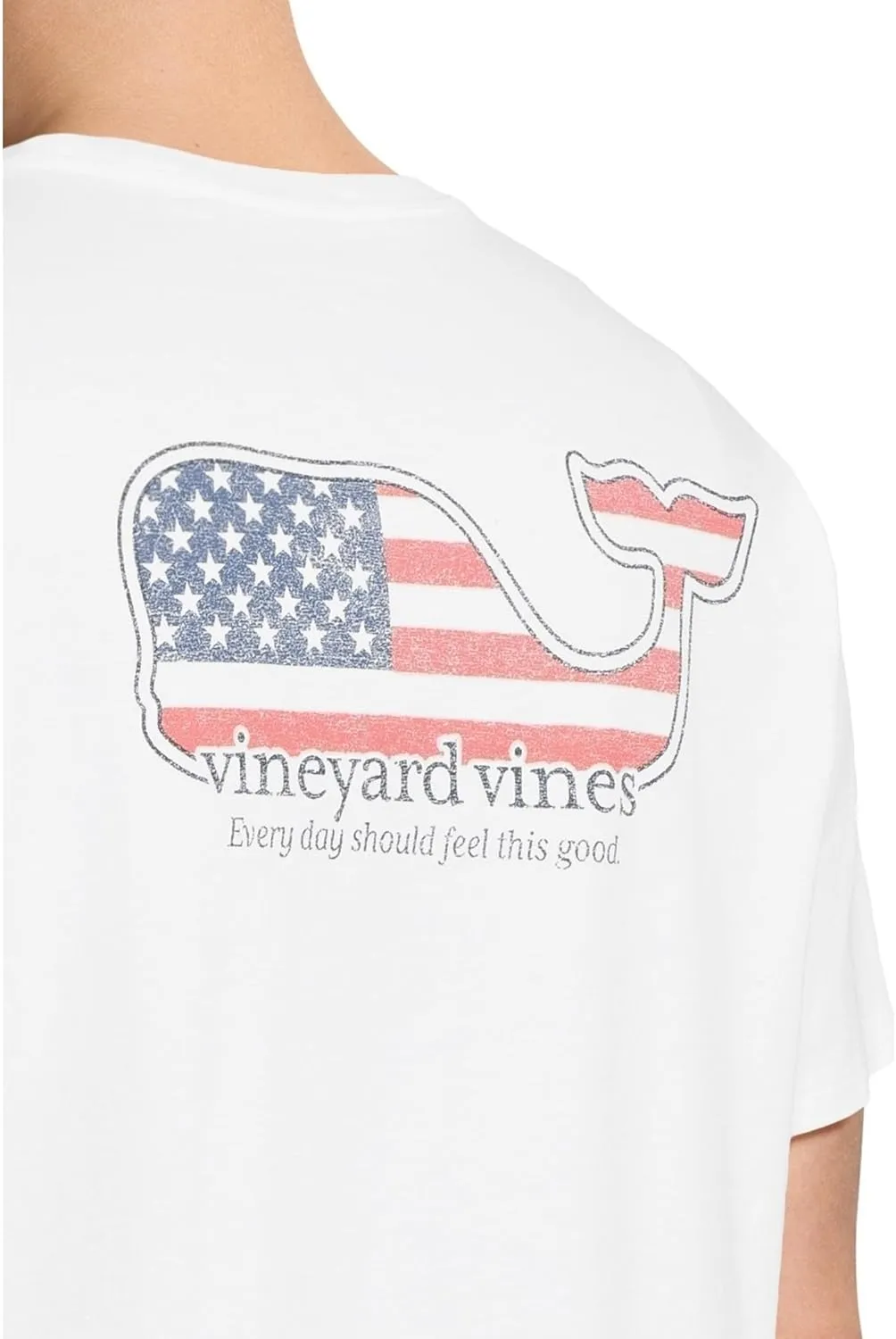 vineyard vines Men's Short-Sleeve V V Americana Whale Pocket T-Shirt