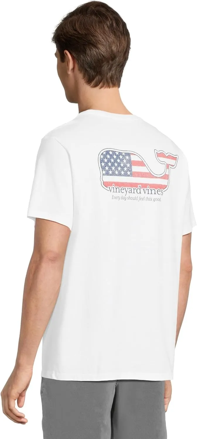 vineyard vines Men's Short-Sleeve V V Americana Whale Pocket T-Shirt