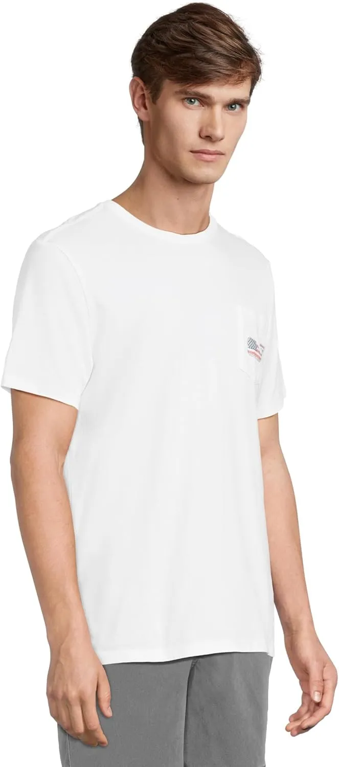 vineyard vines Men's Short-Sleeve V V Americana Whale Pocket T-Shirt